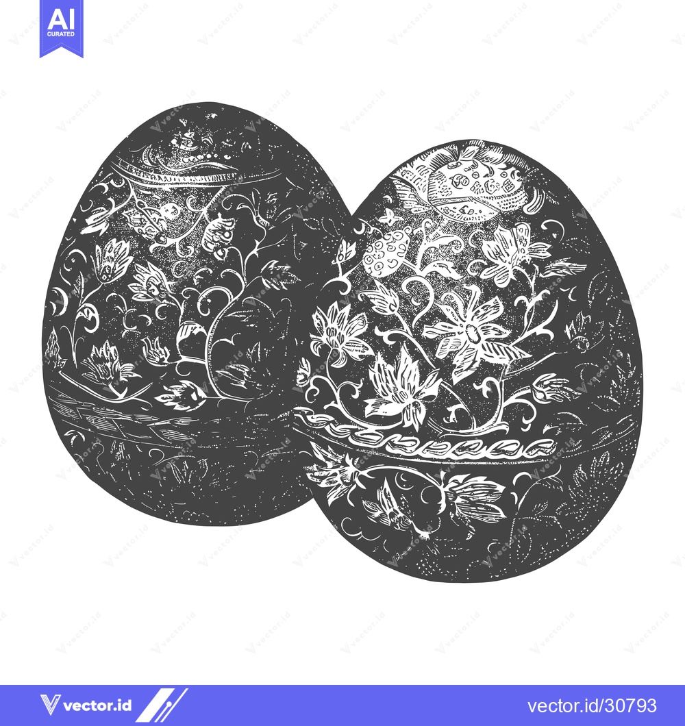 Premium Vector dari Two Ornate Eggs Displaying Intricate Floral Designs