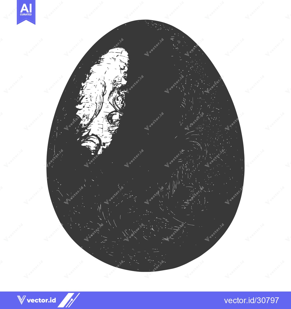 Premium Vector of Dark Egg With Intricate White Design Detail