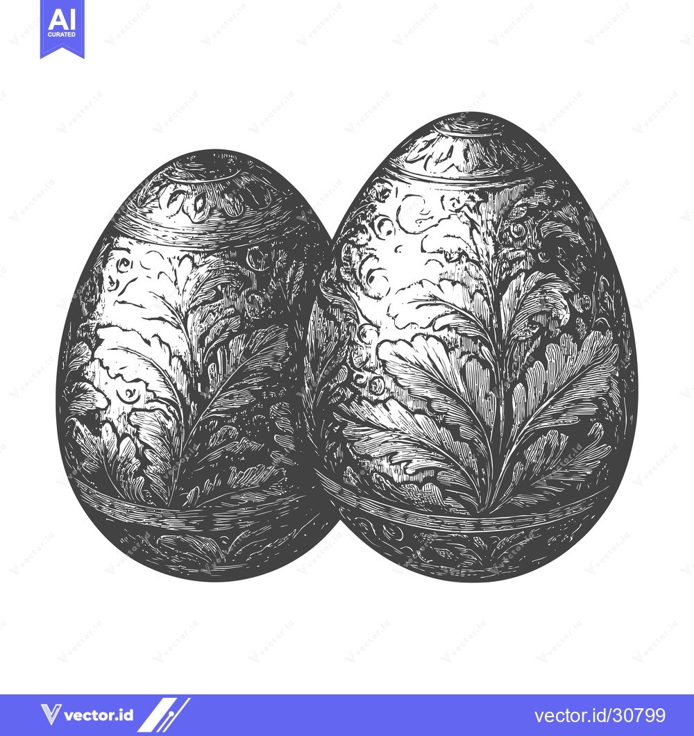 Premium Vector of Two Ornate Easter Eggs With Floral Designs
