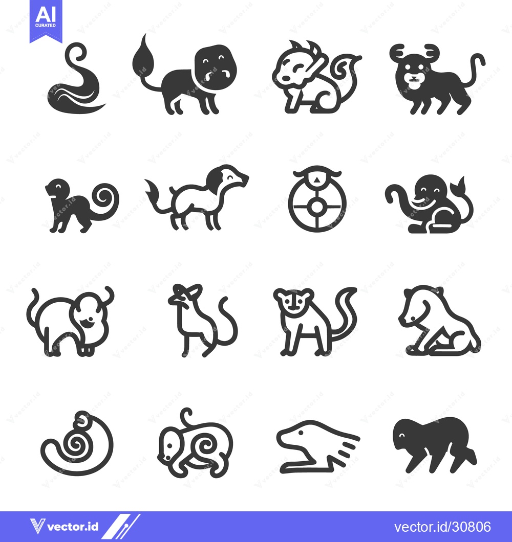 Premium Vector dari Vector illustrations depicting various simplified animal icon designs