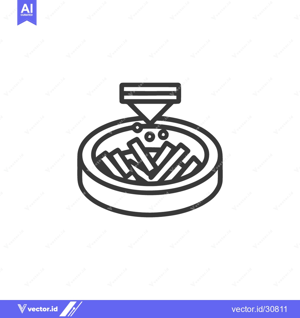 Premium Vector of French Fries Production Line Icon, Food Processing Illustration, Outli
