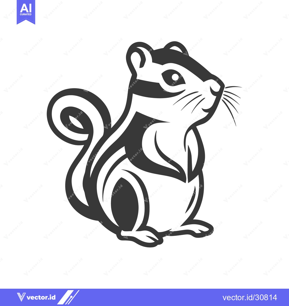 Premium Vector dari A black and white stylized illustration of a small chipmunk animal