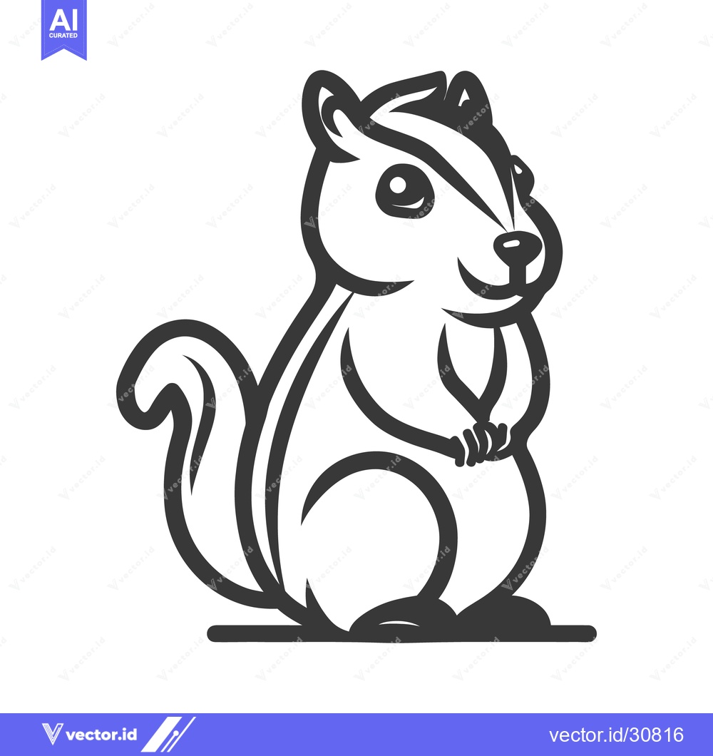Premium Vector dari A black and white illustration of a standing squirrel