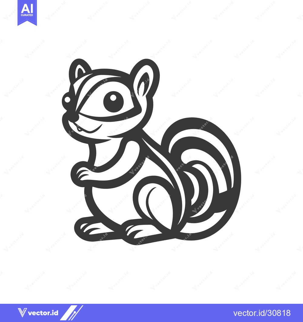 Premium Vector dari Cute illustrated chipmunk rodent with a striped body and bushy tail