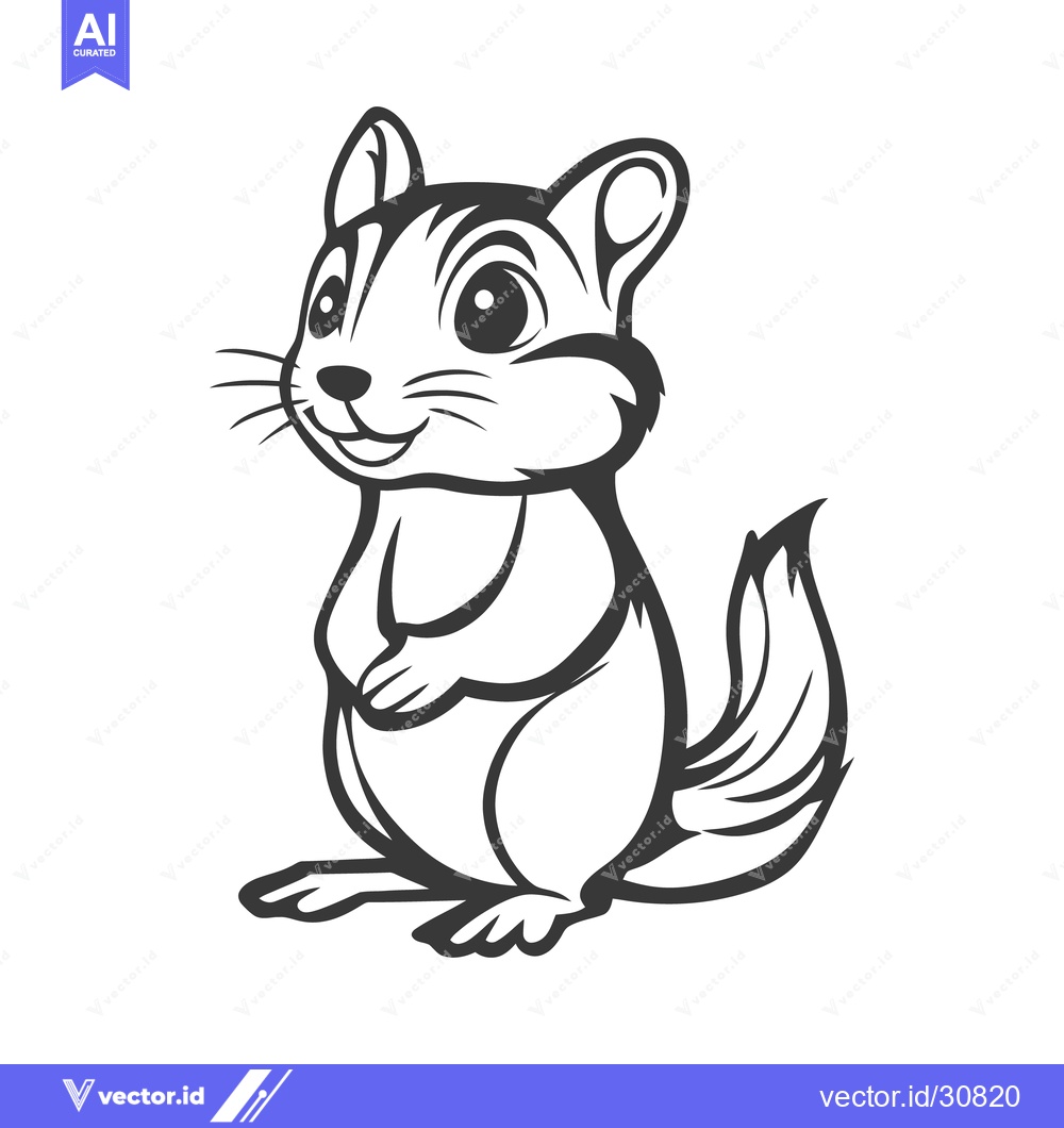 Premium Vector dari Adorable standing chipmunk with smiling expression and a fluffy tail