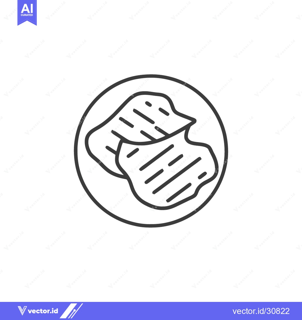 Premium Vector dari Minimalist Line Art: Grilled Meat on Plate Icon