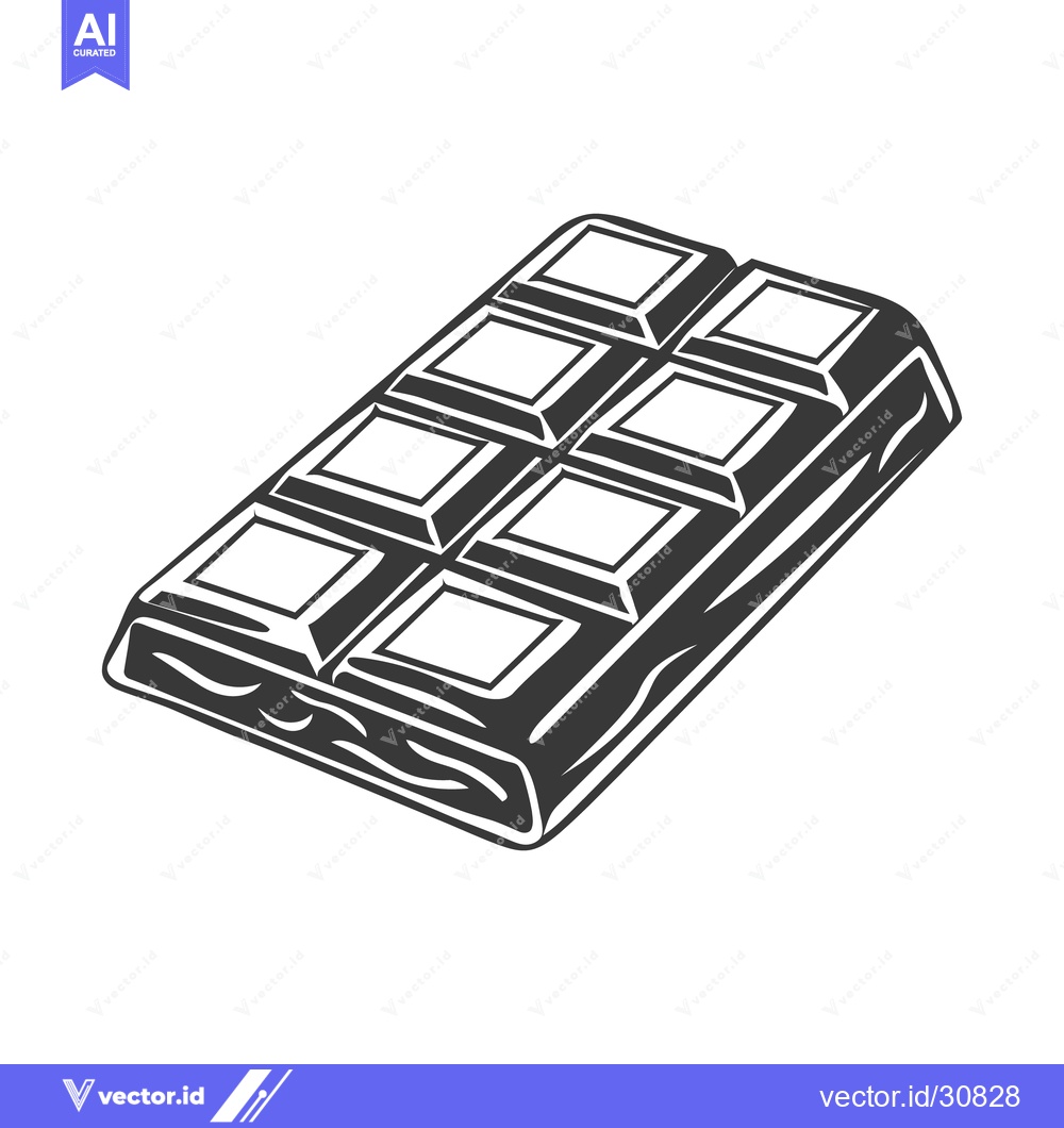 Premium Vector of A stylized black and white illustration showing a bar of chocolate