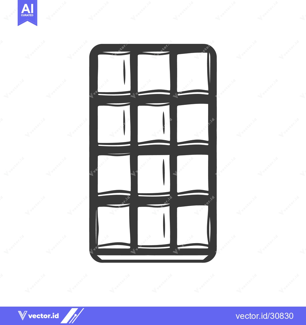 Premium Vector of A black and white illustration of a rectangular chocolate bar