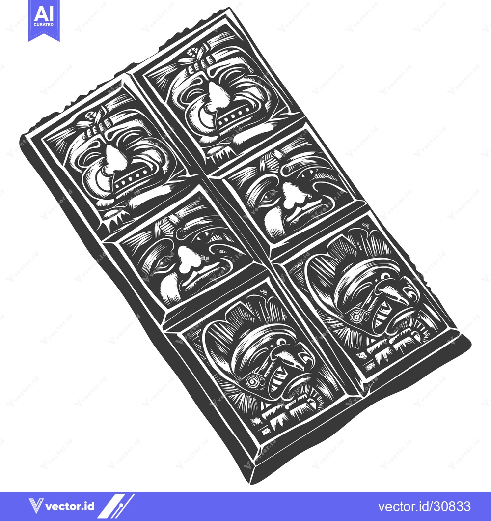 Premium Vector dari Chocolate Bar with Carved Faces