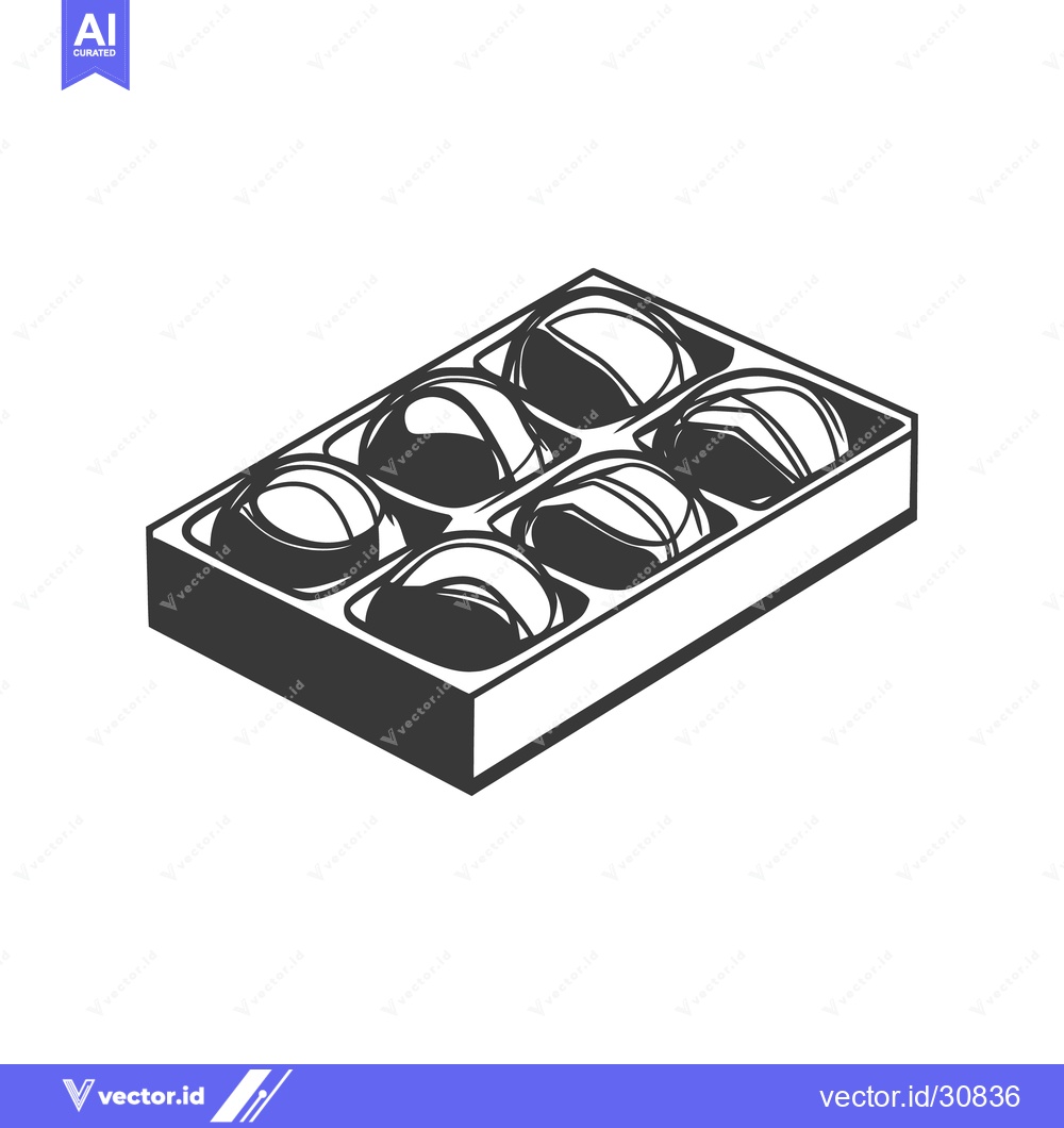 Premium Vector dari A box contains six gourmet chocolate bonbons ready to eat