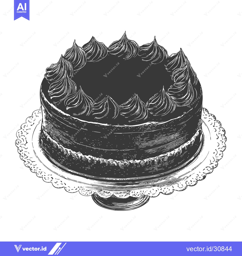 Premium Vector dari Delicious Chocolate Cake on Ornate Cake Stand