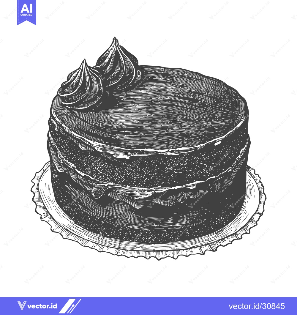 Premium Vector of Delicious Chocolate Cake With Creamy Icing Topping