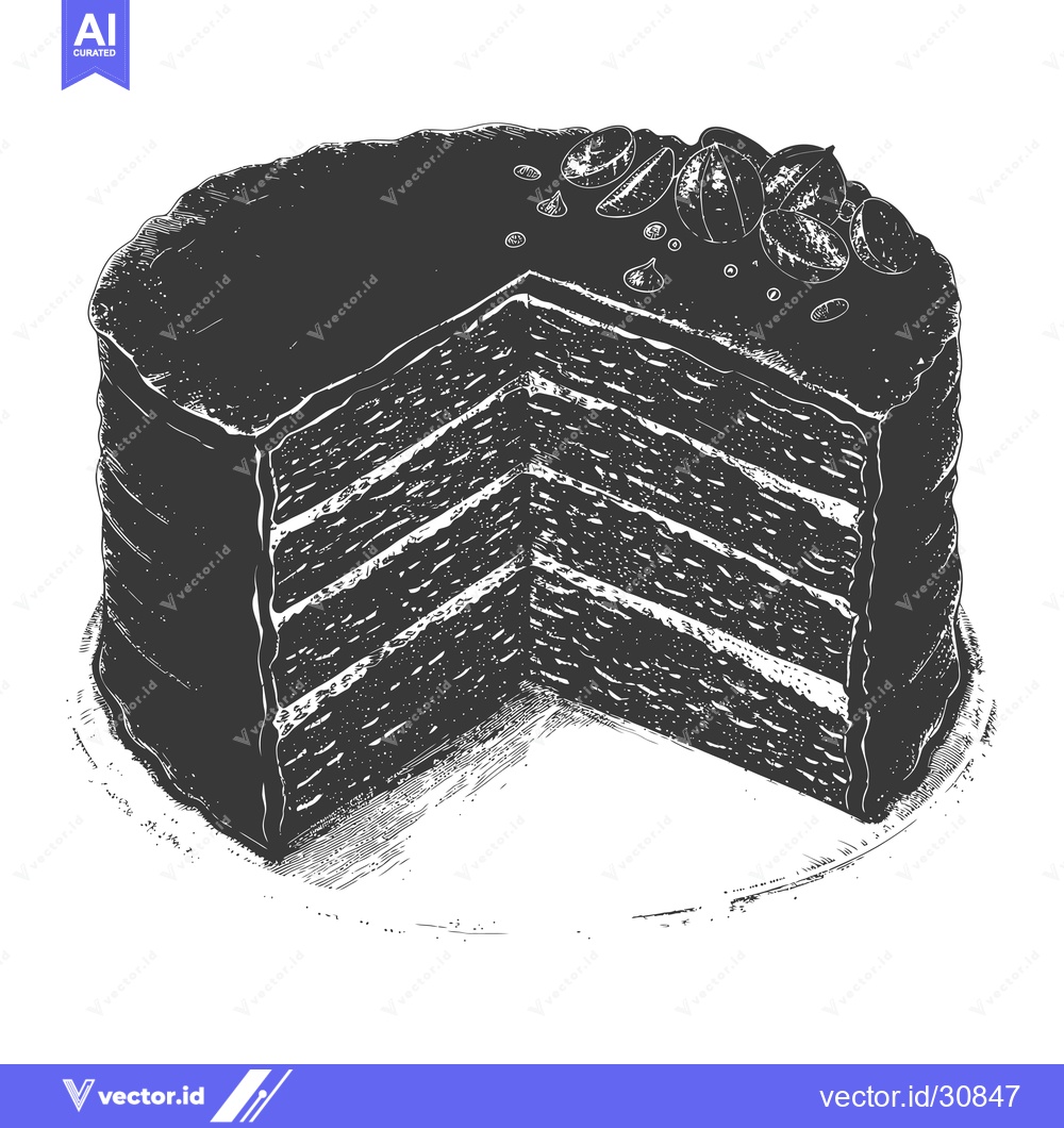 Premium Vector dari Delicious Chocolate Layer Cake with Nuts