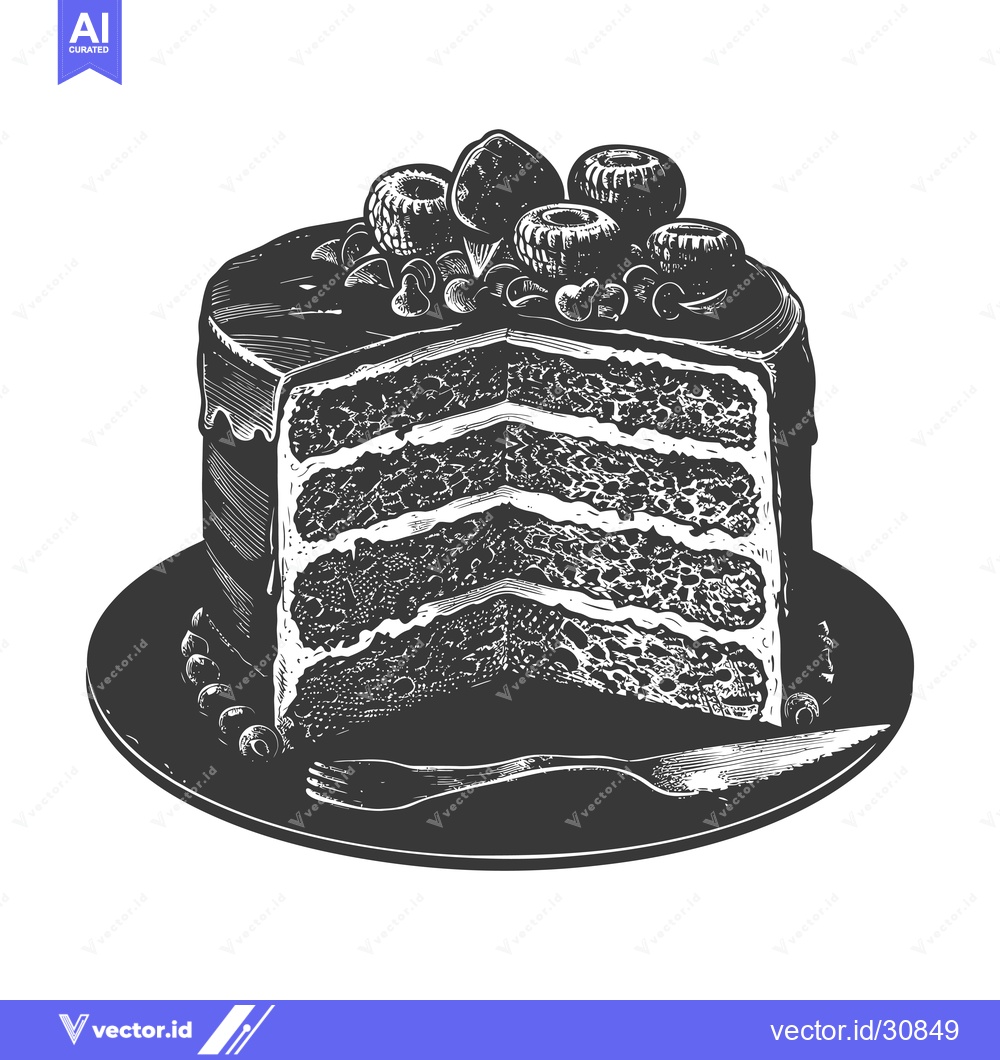 Premium Vector dari Delicious Chocolate Layer Cake with Berry Topping