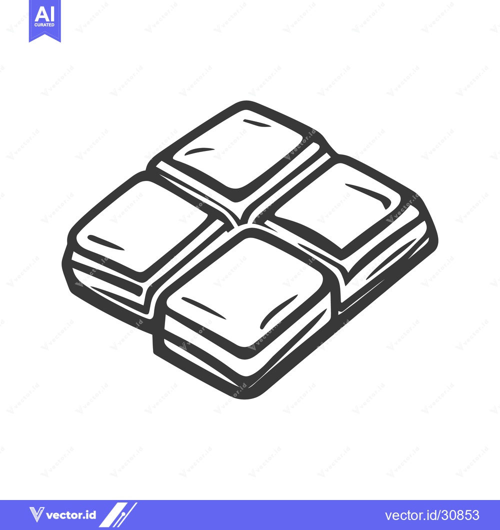 Premium Vector dari A monochrome illustration shows four square pieces of a food item