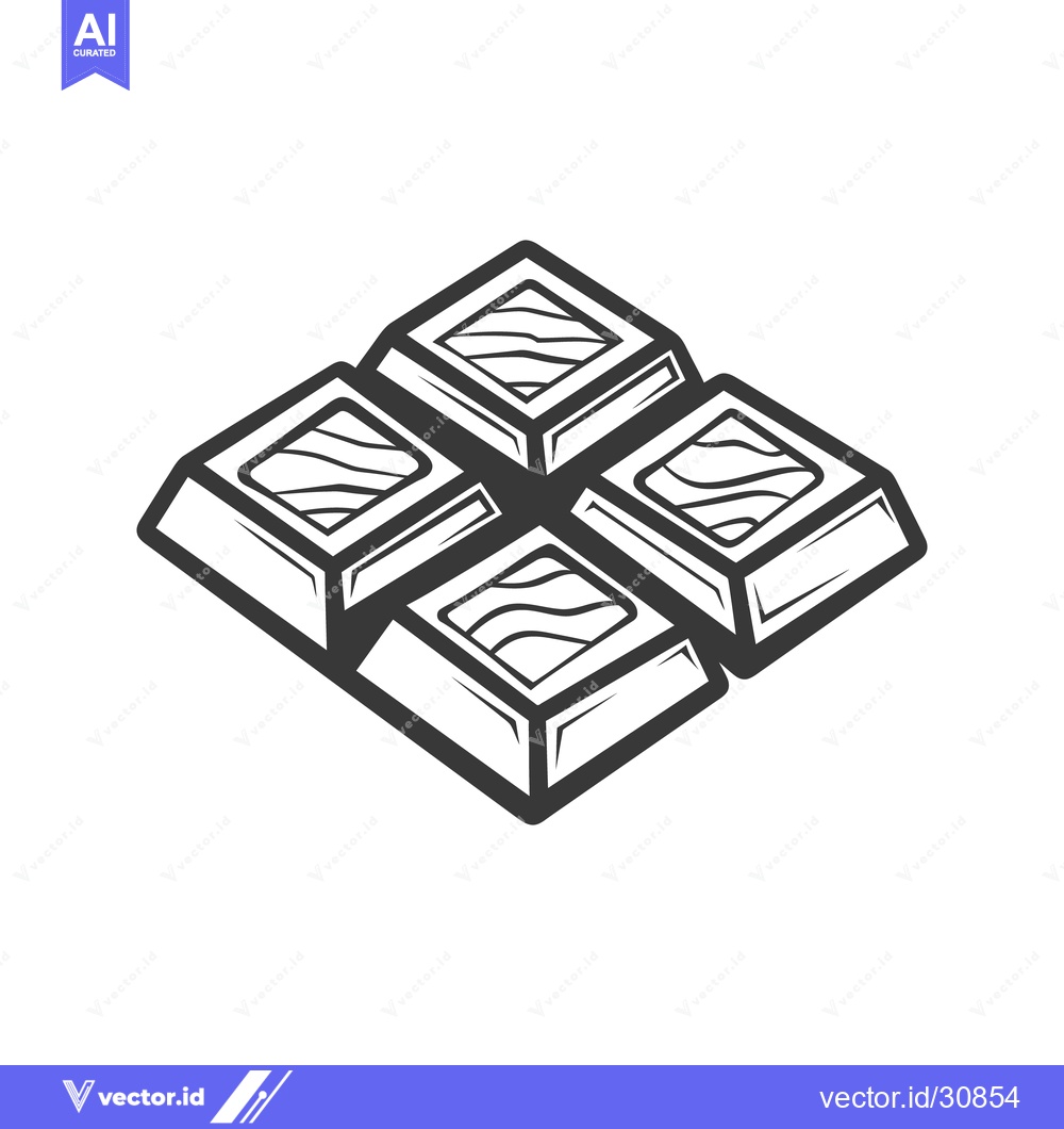 Premium Vector of A simple illustration of a chocolate bar made into four squares
