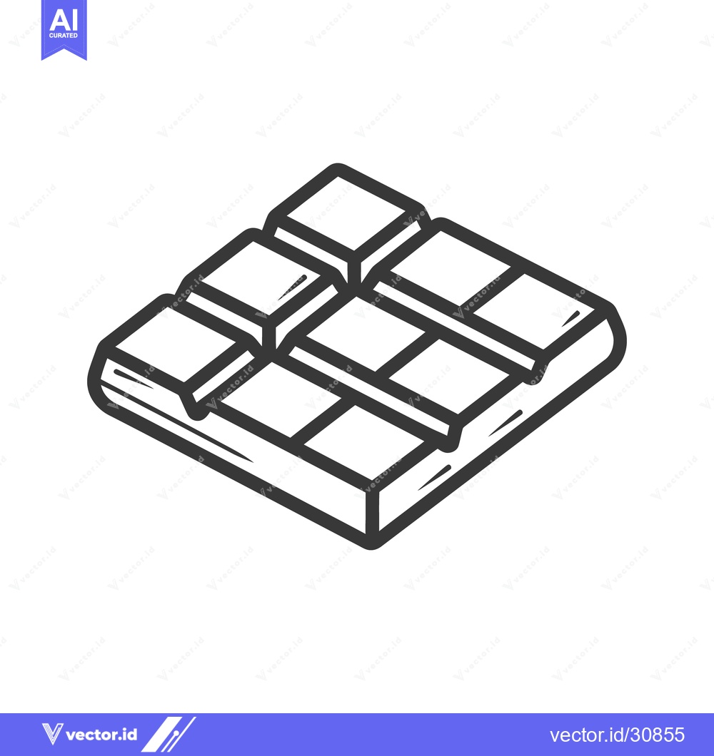Premium Vector dari An outlined image of a square segmented chocolate bar