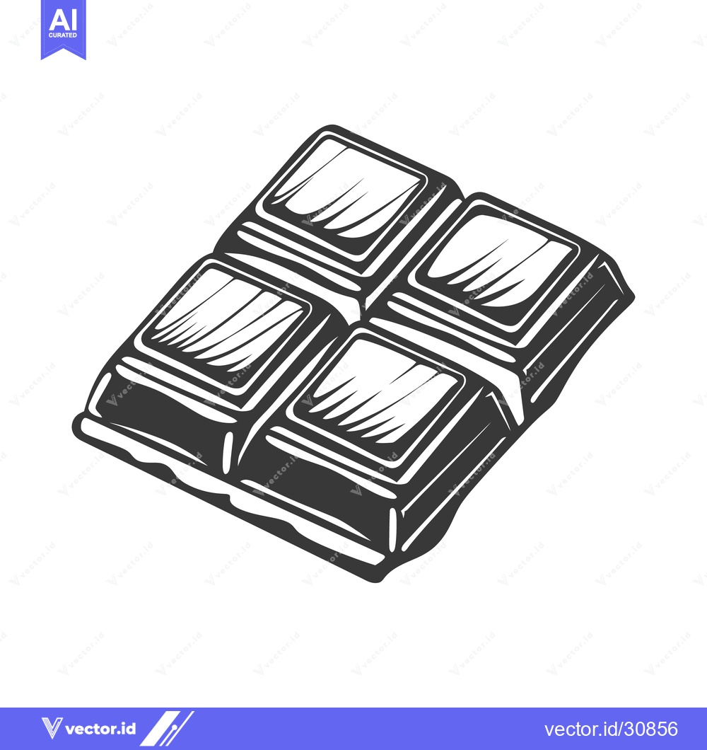 Premium Vector dari A grayscale illustration depicting a delicious four piece chocolate ba