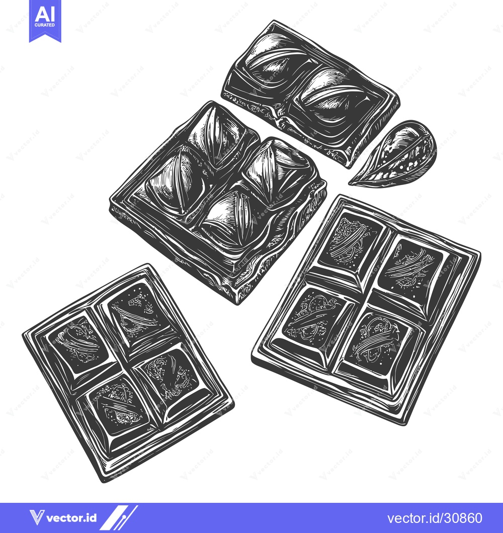 Premium Vector of Broken Chocolate Bars With Nut Filling Pieces