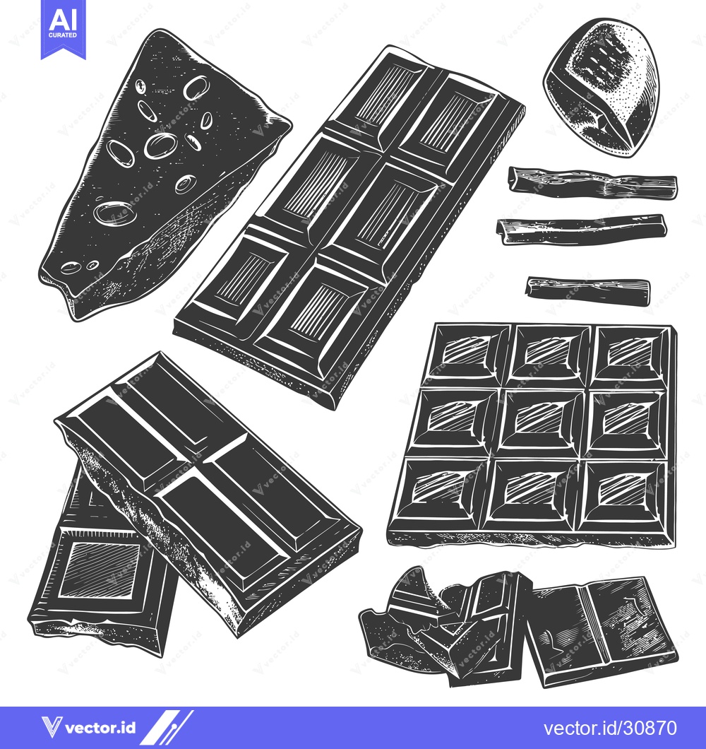 Premium Vector dari Assorted Chocolate Bars Pieces and Snacks