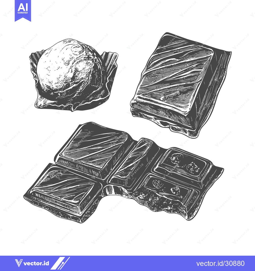 Premium Vector of Delicious Chocolate Assortment Featuring A Truffle And Bars