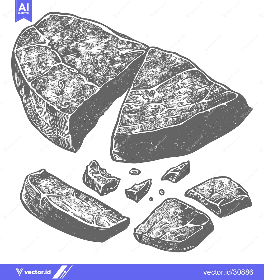 Premium Vector of A Detailed Illustration of Sliced Steak Pieces