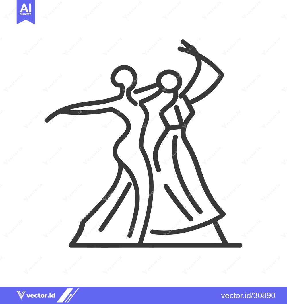 Premium Vector dari Elegant abstract linear illustration of two figures dancing together