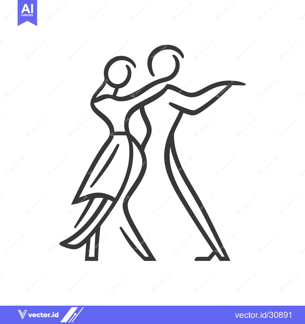 Premium Vector dari A couple gracefully dancing in a simple black and white outline