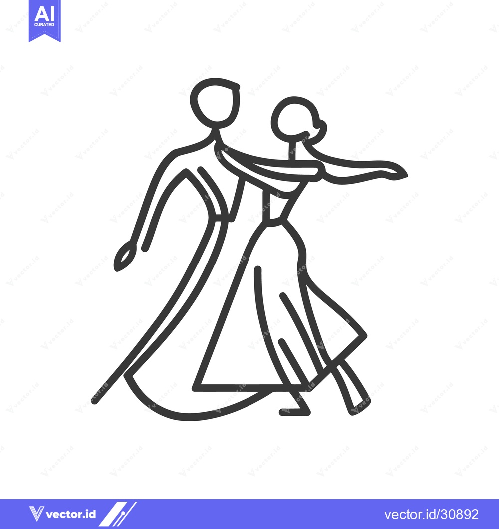 Premium Vector dari A simple line drawing depicts two dancers in motion together