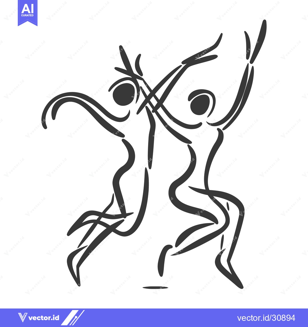 Premium Vector dari Two stylized figures performing dynamic movements of dance or activity