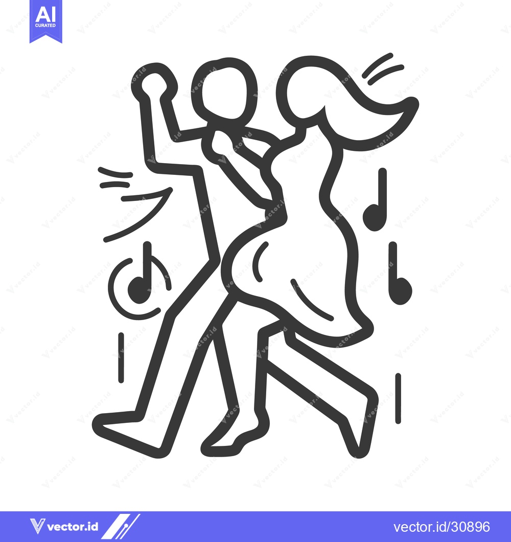 Premium Vector dari Simple black line drawing showing two figures dancing together happily