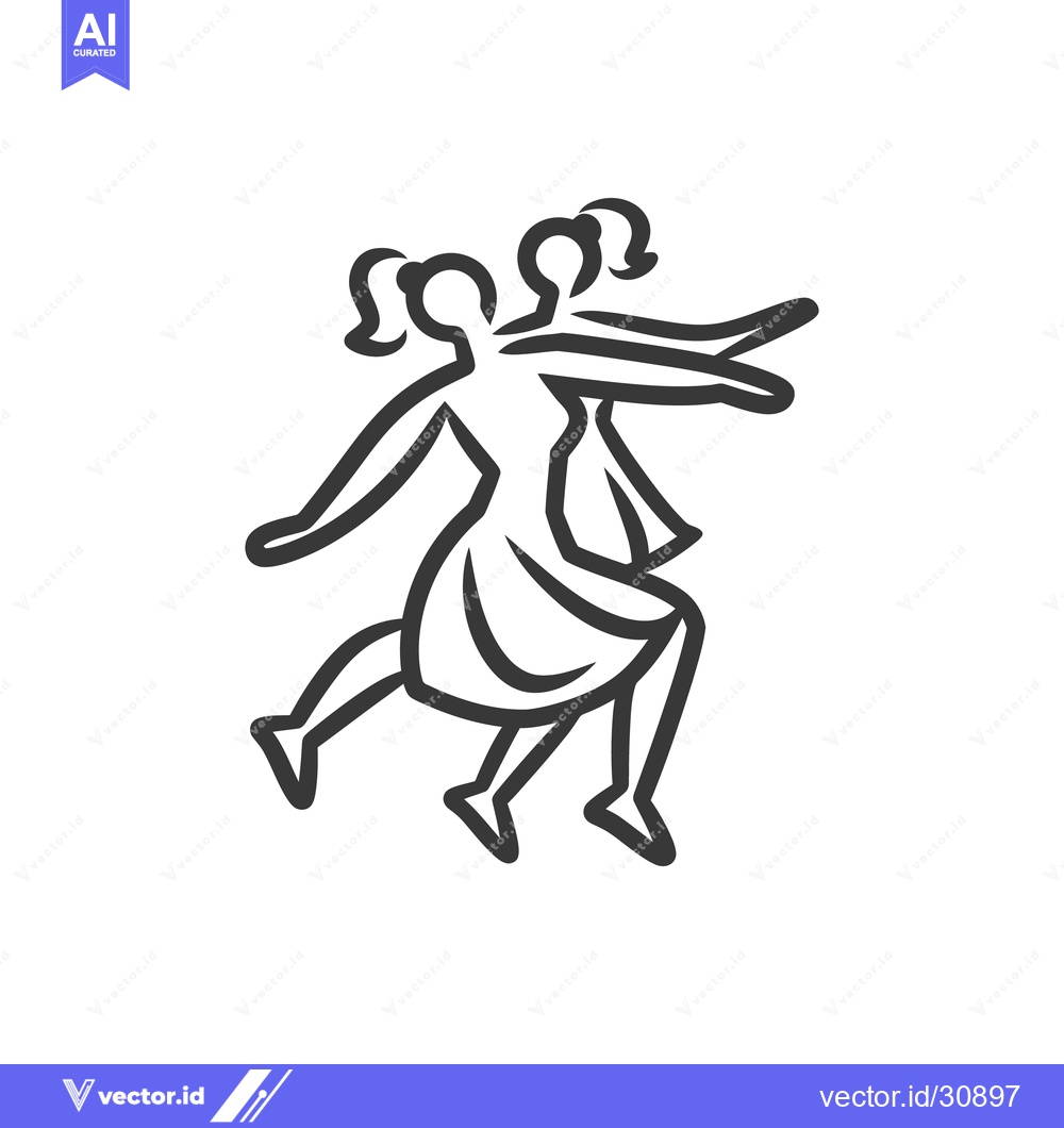 Premium Vector dari Two women dancing gracefully while elegantly dressed in flowing attire