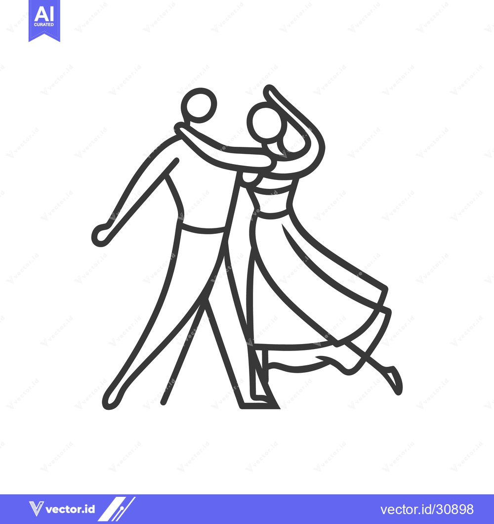 Premium Vector dari A Couple Dancing Elegantly Together Depicted Through Simple Outlines