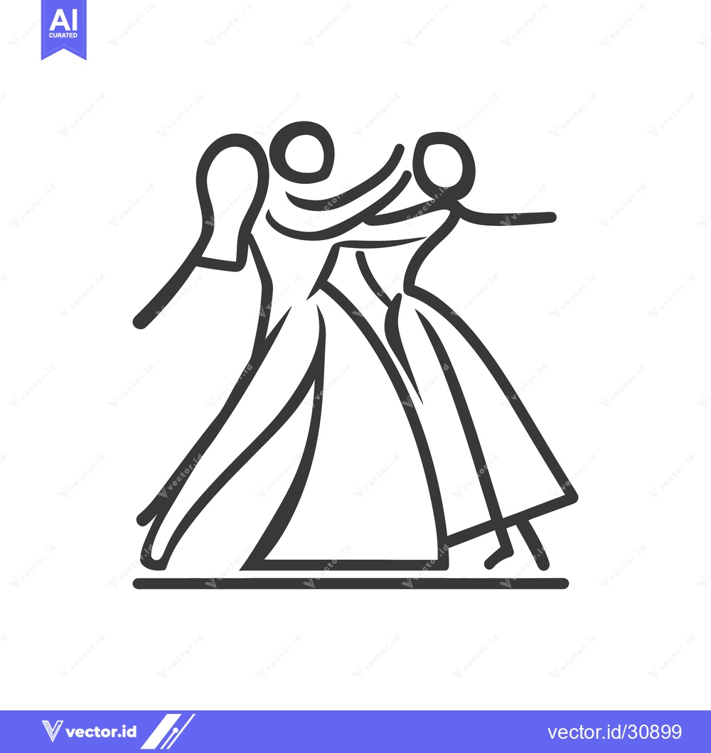 Premium Vector of Black line drawing depicts two people ballroom dancing together