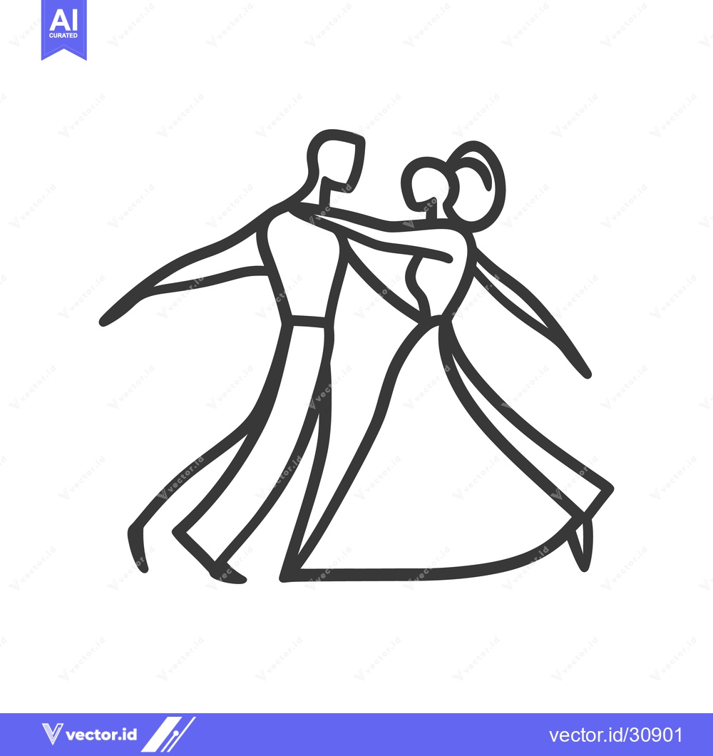 Premium Vector dari A stylized black and white illustration of dancing partners