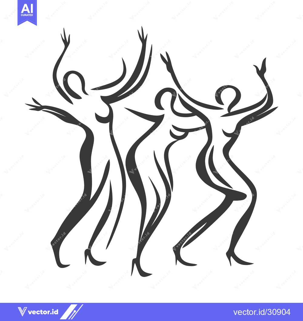 Premium Vector dari Three dancing women captured with graceful lines and dynamic movement