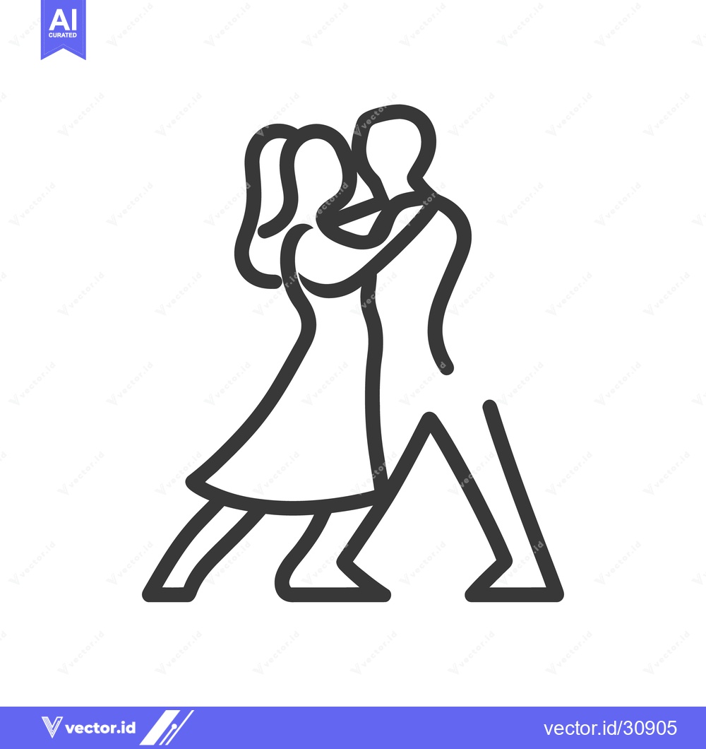 Premium Vector of A stylized outline illustration depicts two people gracefully dancing