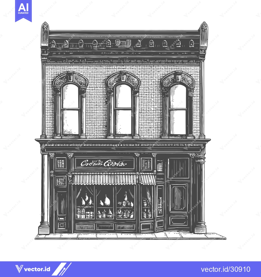 Premium Vector of Elegant Brick Building Houses A Classic Cocktail Corner