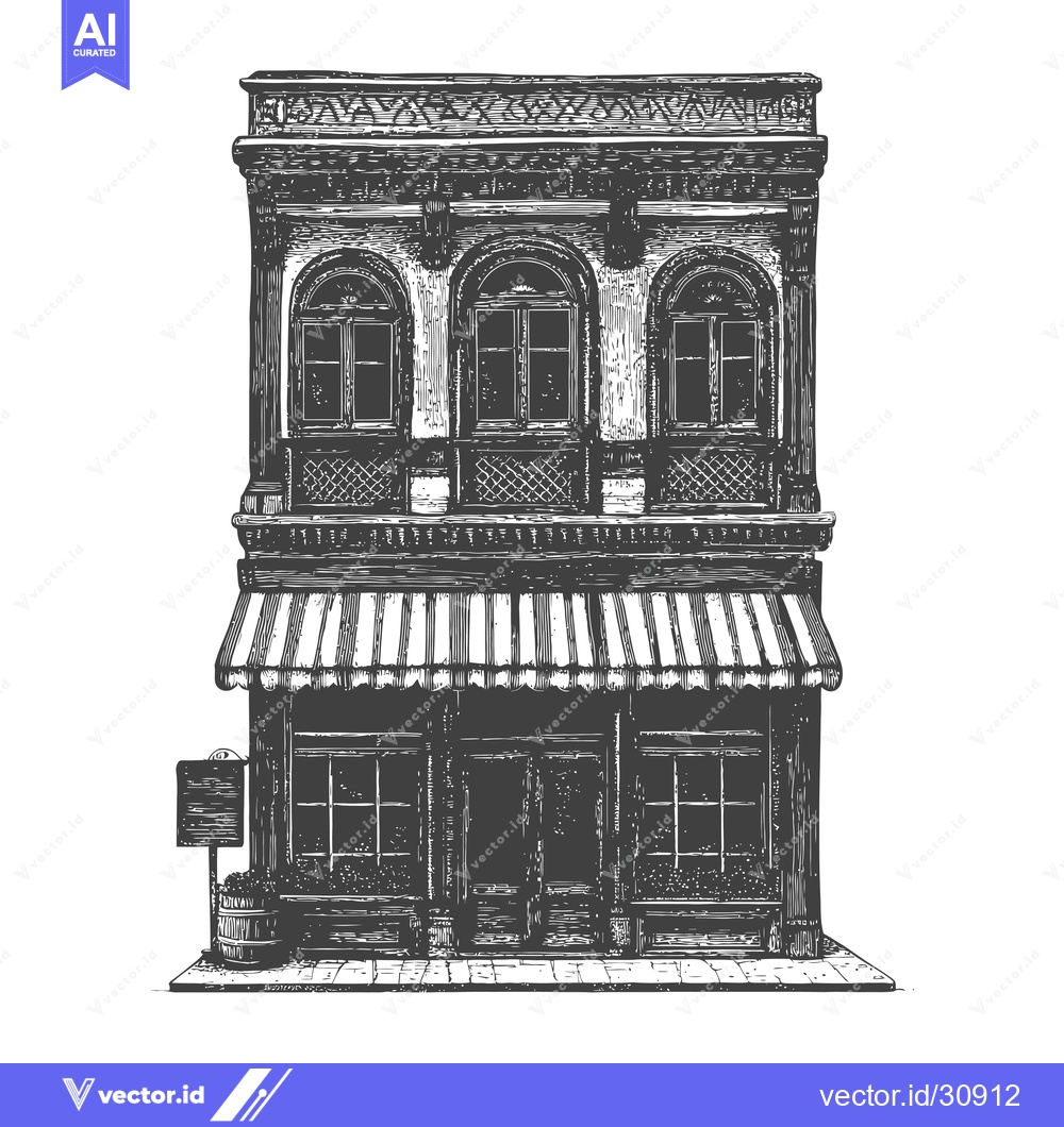 Premium Vector dari Elegant Old Building Shopfront With Awning