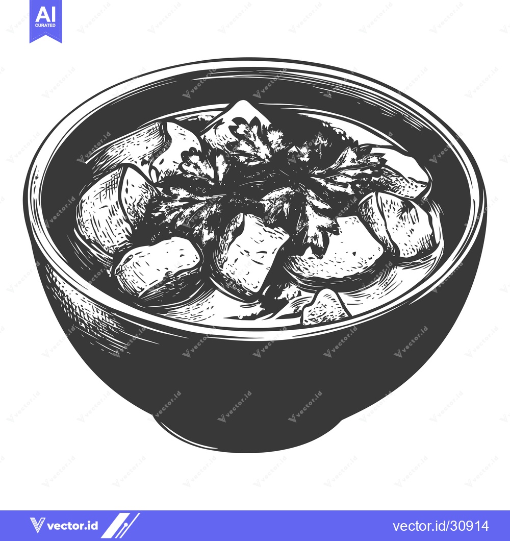 Premium Vector of A Bowl of Delicious Stew with Herbs