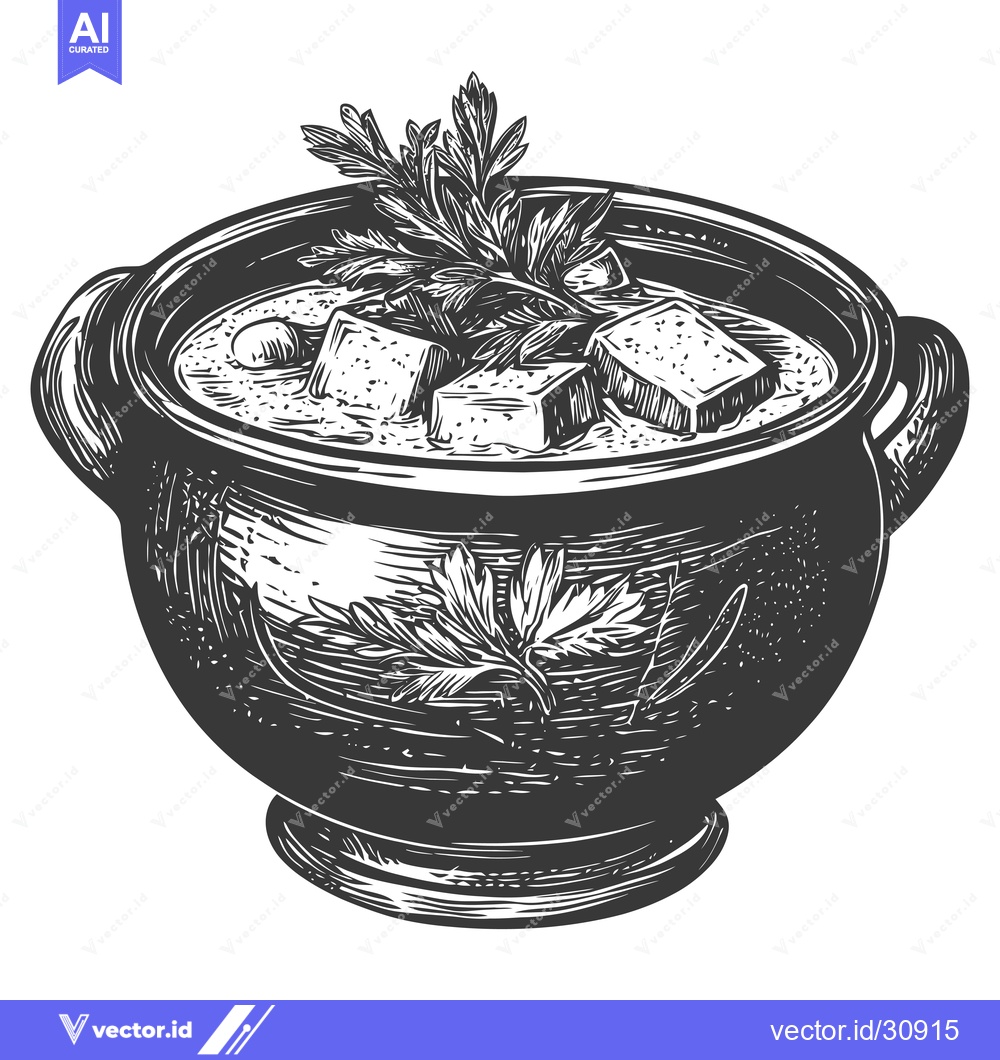 Premium Vector of A Delicious Stew Served in a Rustic Bowl
