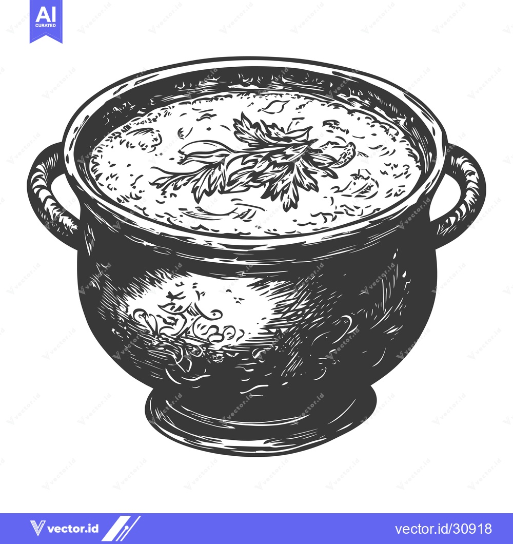 Premium Vector of A Hand Drawn Illustration Of Soup In A Pot