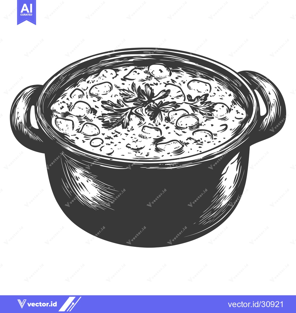 Premium Vector of A Delicious Stew Served in a Rustic Pot