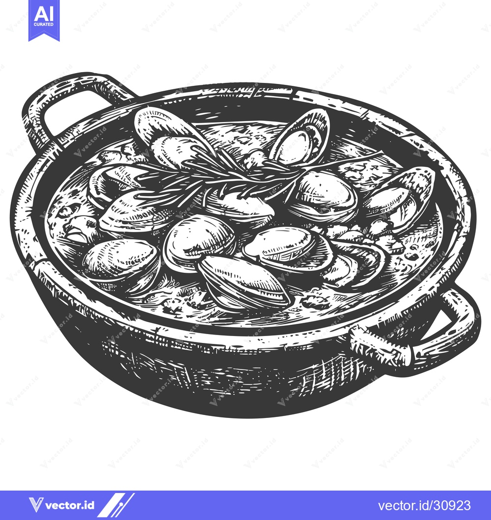 Premium Vector dari Delicious Seafood Stew in a Rustic Bowl