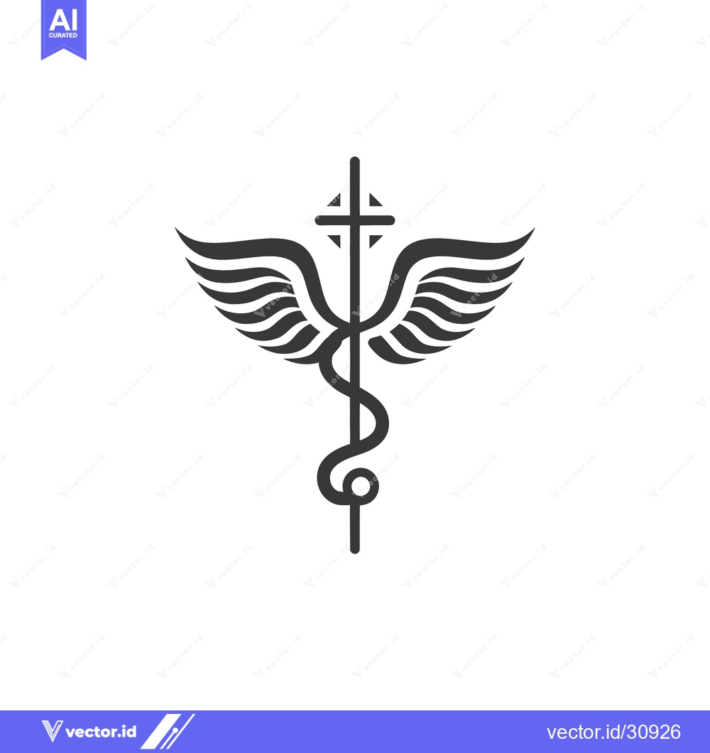 Premium Vector dari Christian Medical Symbol with Wings and Cross
