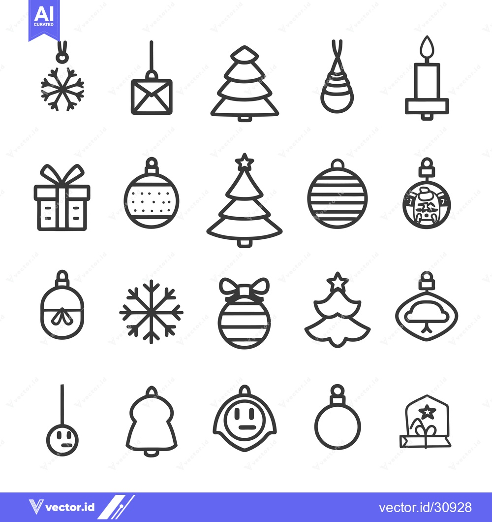 Premium Vector dari Christmas Ornament and Holiday Decoration Line Icons