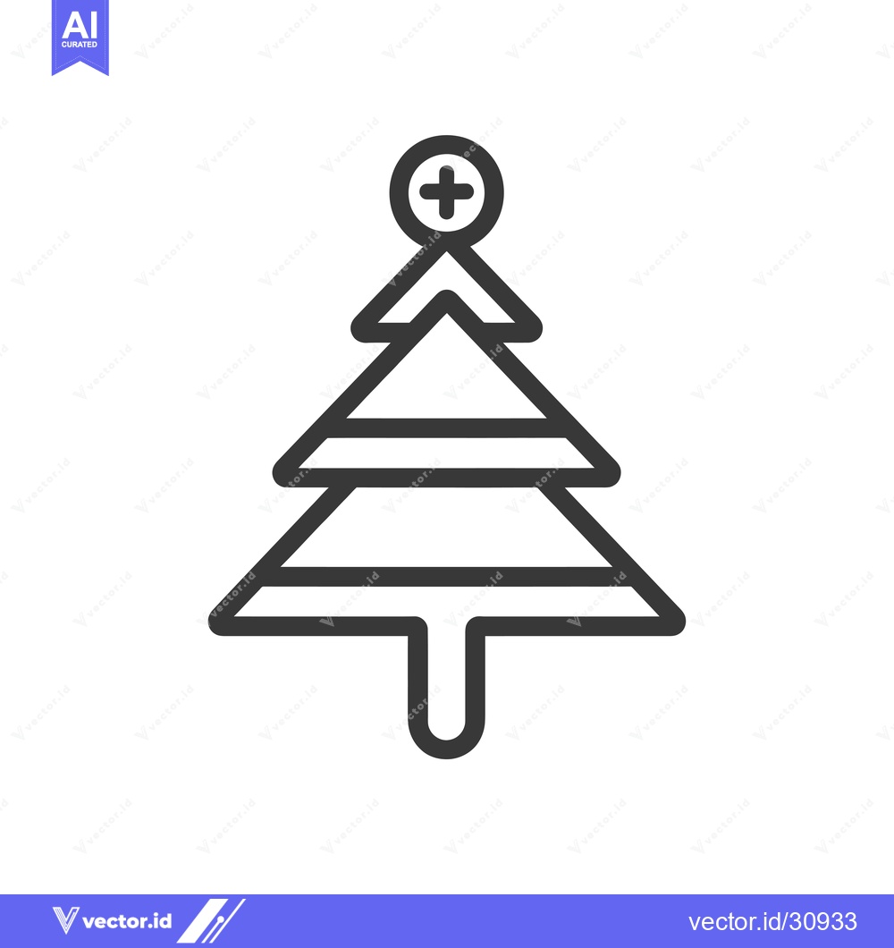 Premium Vector of Christmas Tree with a Plus Sign on Top