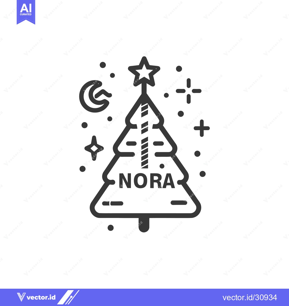 Premium Vector dari Christmas Tree with Name "Nora" and Star