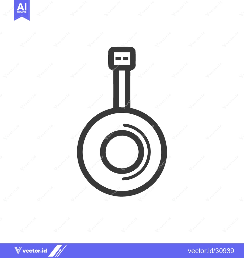 Premium Vector of Minimalist Banjo Icon: Clean Line Art Illustration on White Background