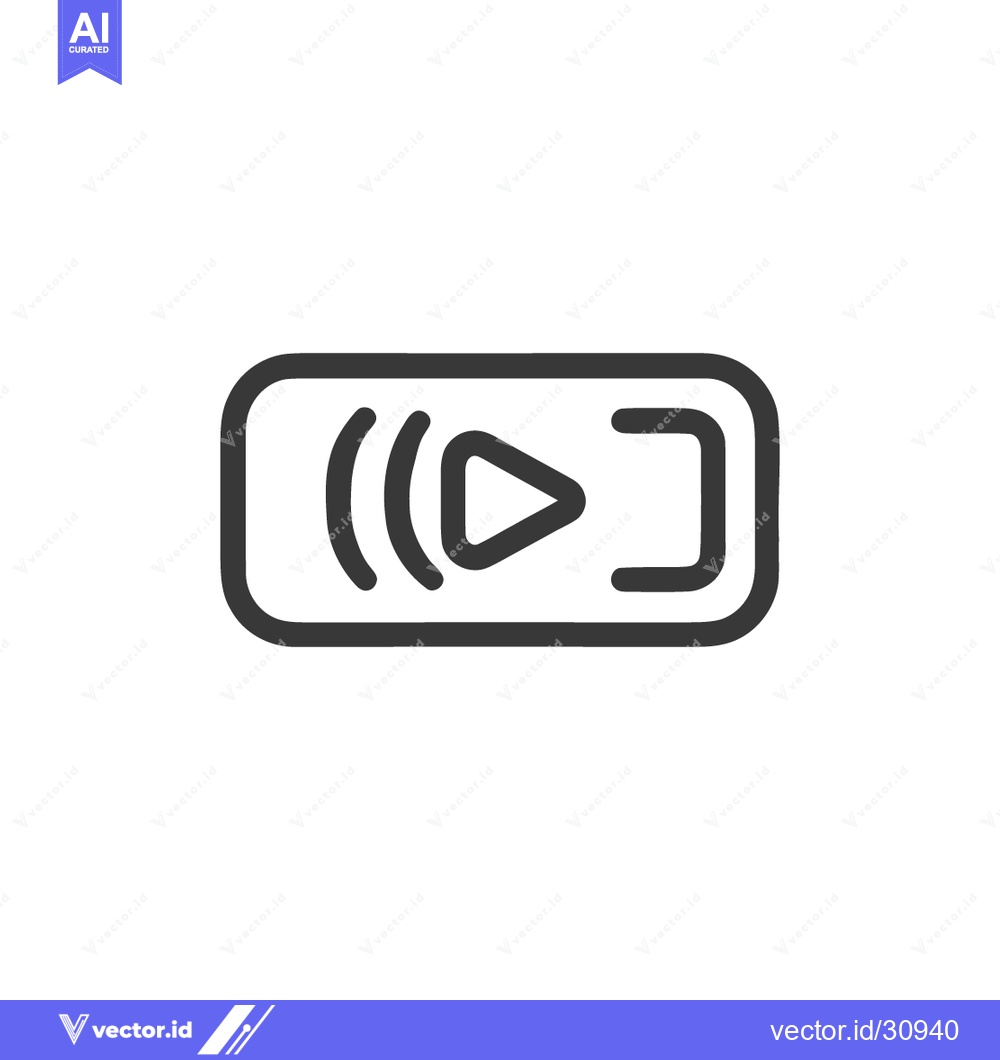 Premium Vector dari Minimalist Media Player Icon: Play Button, Sound Waves, and Bracket De